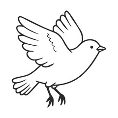 Fototapeta premium Outline drawing of a flying bird with outstretched wings