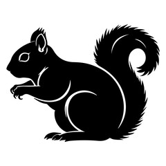 Stylized Squirrel with Bushy Tail Silhouette Vector