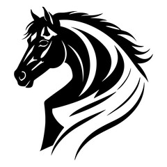 Dynamic Horse Head and Flowing Mane Vector Illustration