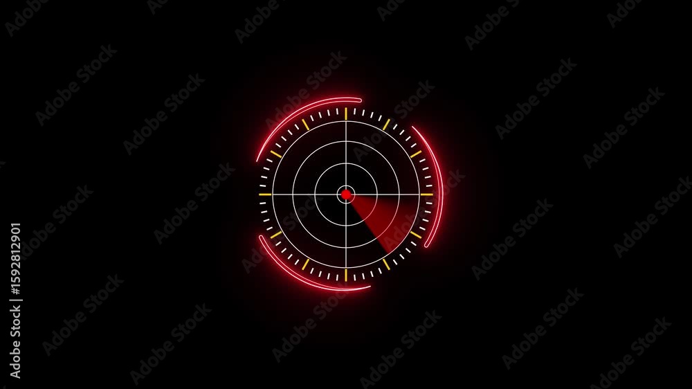 Poster animated red target reticle with futuristic design on black background. futuristic red target reticl
