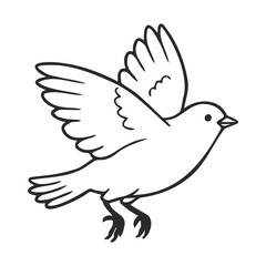 Obraz premium Black and white illustration of a flying bird with outstretched wings