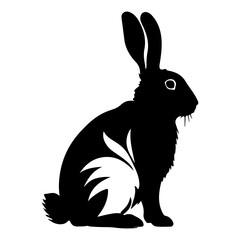 Sitting Rabbit or Hare Animal Silhouette Vector