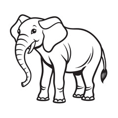 Naklejka premium elephant standing with trunk kids for coloring page