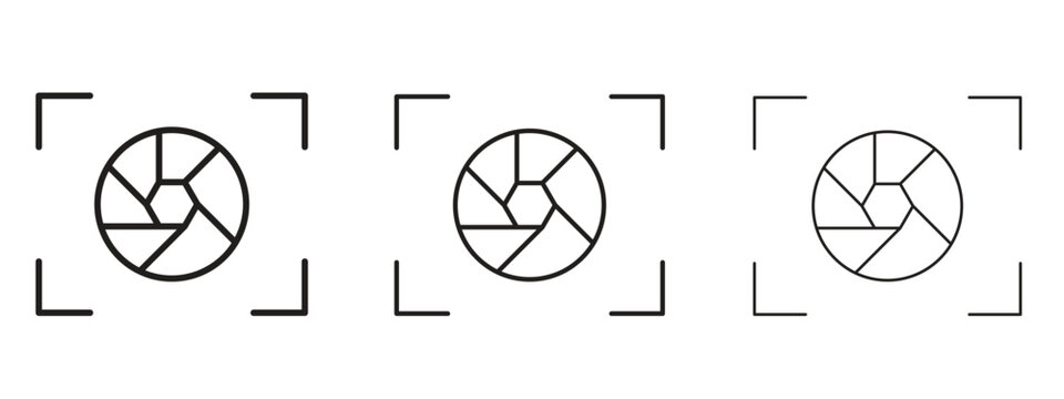 Shutter icon. black strokes lines vector pack for graphic work