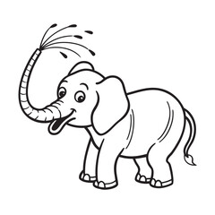 Obraz premium elephant spraying water kids for coloring page