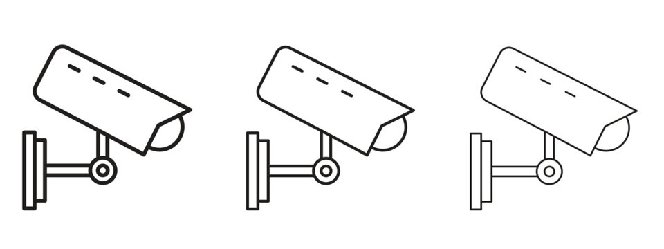 Security camera icon. black strokes lines vector pack for graphic work