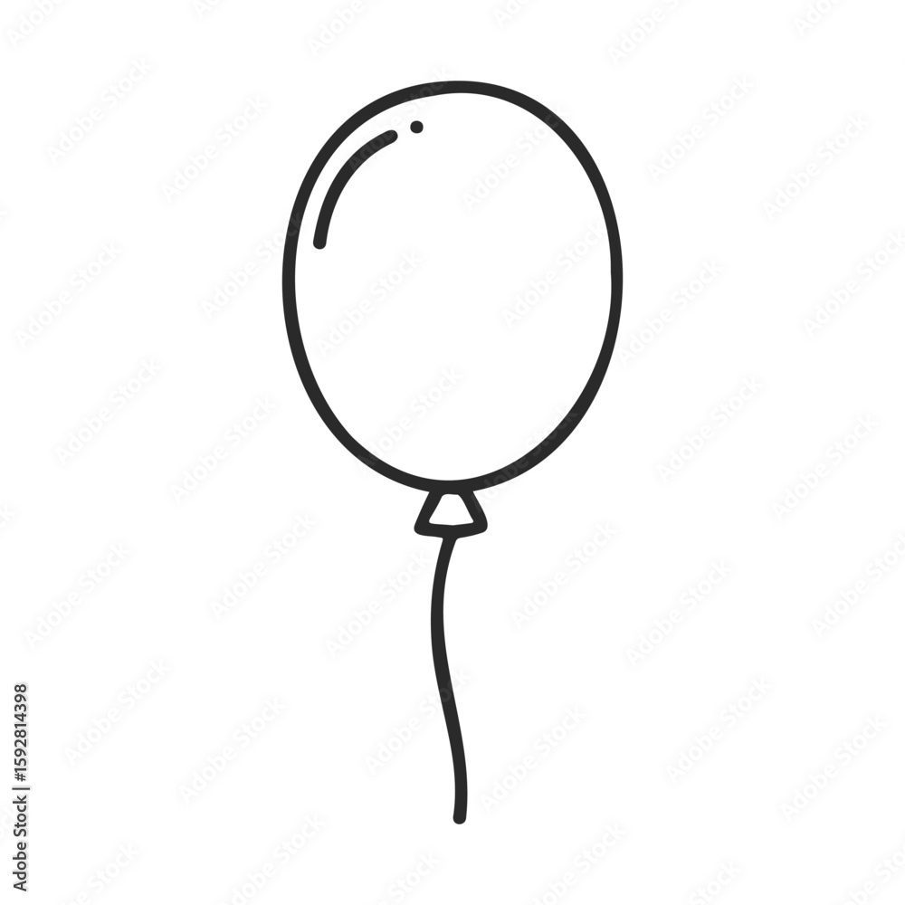 Poster simple outline of a single balloon with string floating upwards