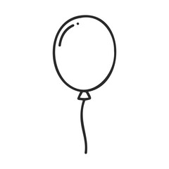Simple outline of a single balloon with string floating upwards