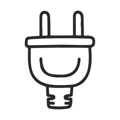 Obraz premium Black and white illustration of a smiling electric plug