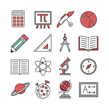 Playful Color Icon set for Education, laboratory
