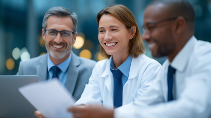 Obraz premium Healthcare professionals consulting with a patient on test results