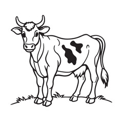 cow standing in a field kids for coloring page