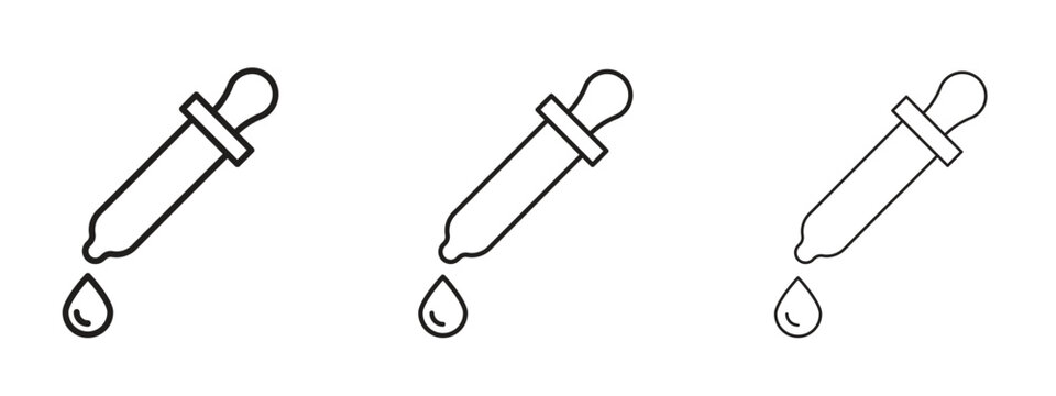 Pipette icon. black strokes lines vector pack for graphic work