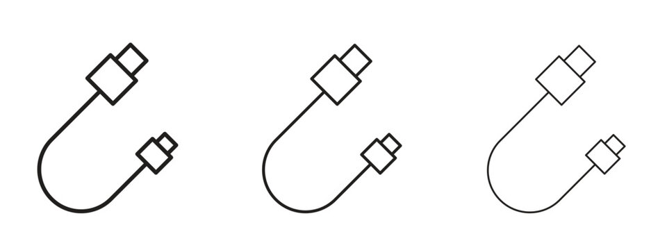 Phone cable icon. black strokes lines vector pack for graphic work