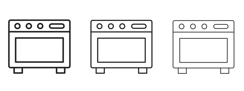 Oven icon. black strokes lines vector pack for graphic work