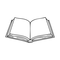 Fototapeta premium Open sketchbook with blank pages drawing in black and white