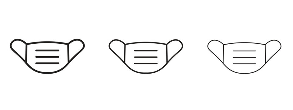 Medical mask icon. black strokes lines vector pack for graphic work