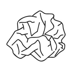 Fototapeta premium Line art of crumpled paper ball on white background