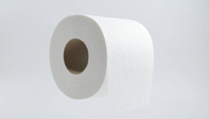 Rolled toilet paper on white background