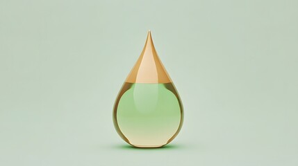 Fototapeta premium Elegant Green Liquid Drop Gold Top Abstract