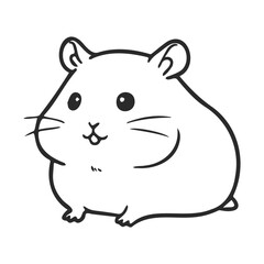 Fototapeta premium Cute cartoon hamster with big eyes and whiskers line art