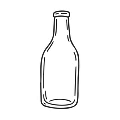 Hand-drawn outline of a glass bottle on white background