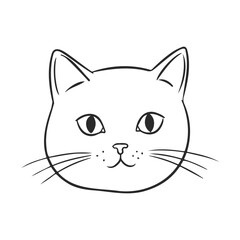 Obraz premium Simple black and white cat face drawing with whiskers
