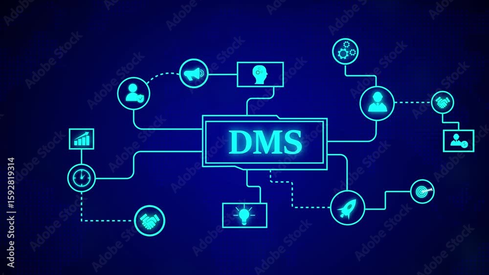 Poster futuristic abstract digital network diagram illustrating a modern dms concept. dms digital document 