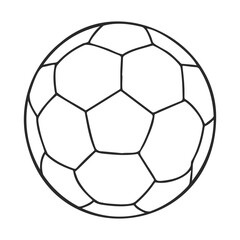 Fototapeta premium Black and white soccer ball outline with geometric pattern