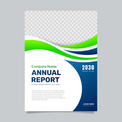 Green annual report business flyer template design