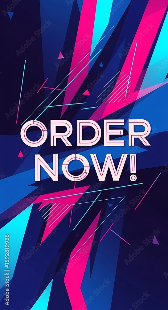 Poster dynamic abstract background with vibrant colors and bold text inviting action