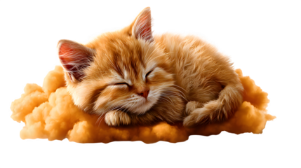 A cloud shaped like a sleeping cat, isolated on transparent background