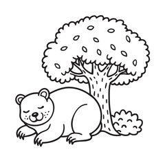 Obraz premium bear sleeping under a tree kids for coloring page