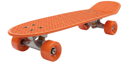 Isolated Orange Skateboard with Silver Trucks