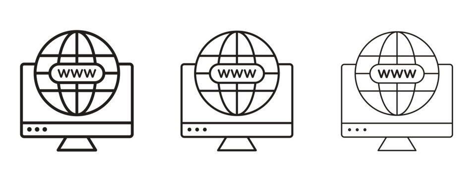Domain icon. black strokes lines vector pack for graphic work
