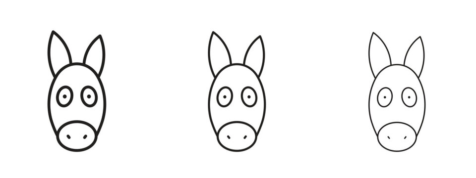 Donkey icon. black strokes lines vector pack for graphic work