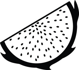 Silhouette dragon fruit slice exotic black and white Vector Illustrator