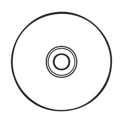Minimalist black and white cd icon on a white background for music and data storage concepts