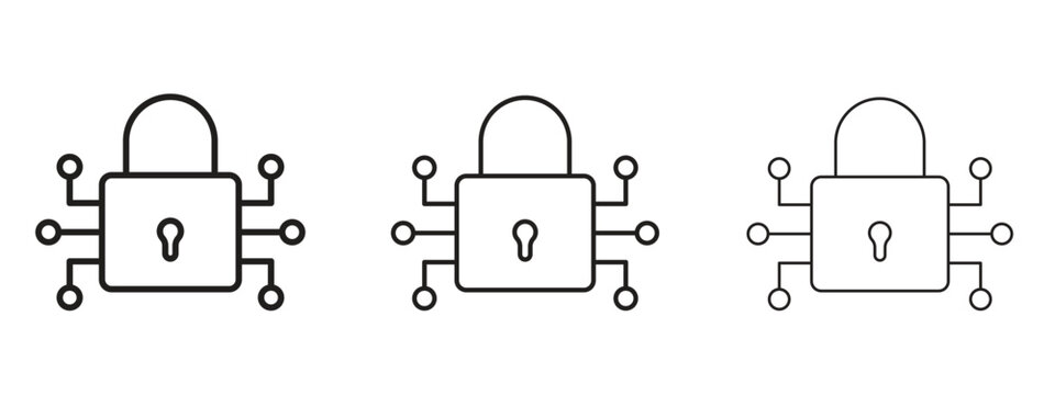 Digital Locked icon. black strokes lines vector pack for graphic work