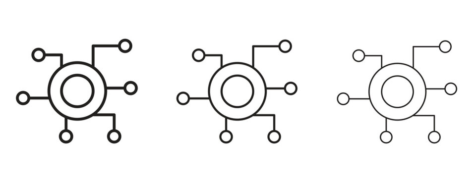 Decentralized icon. black strokes lines vector pack for graphic work
