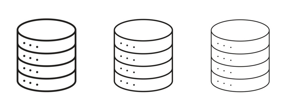 Cylinder database icon. black strokes lines vector pack for graphic work