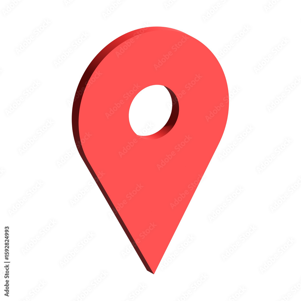 Fototapete Red 3d map pin location marker isolated on transparent background