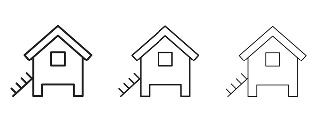 Chicken coop icon. black strokes lines vector pack for graphic work © Annimo