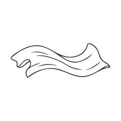 Monochrome illustration of a flowing cloth or fabric in motion