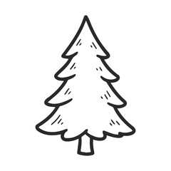 Fototapeta premium Hand-drawn iconic pine tree illustration in black and white