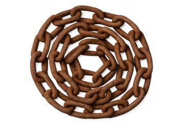 Rusty Metal Chain Forming a Circle on Transparent Background