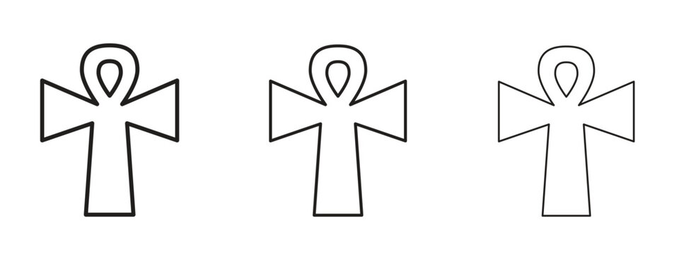 Ankh icon. black strokes lines vector pack for graphic work