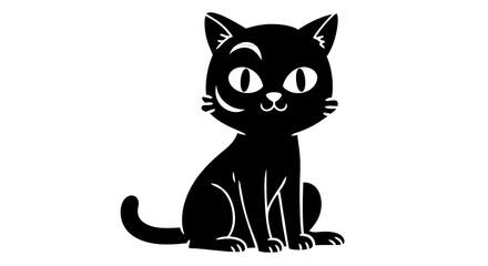 Isolated Black Cat Cartoon