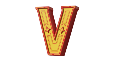 Isolated Letter V with Carnival Style
