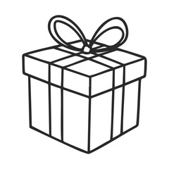 Obraz premium Black and white illustration of a gift box with ribbon and bow